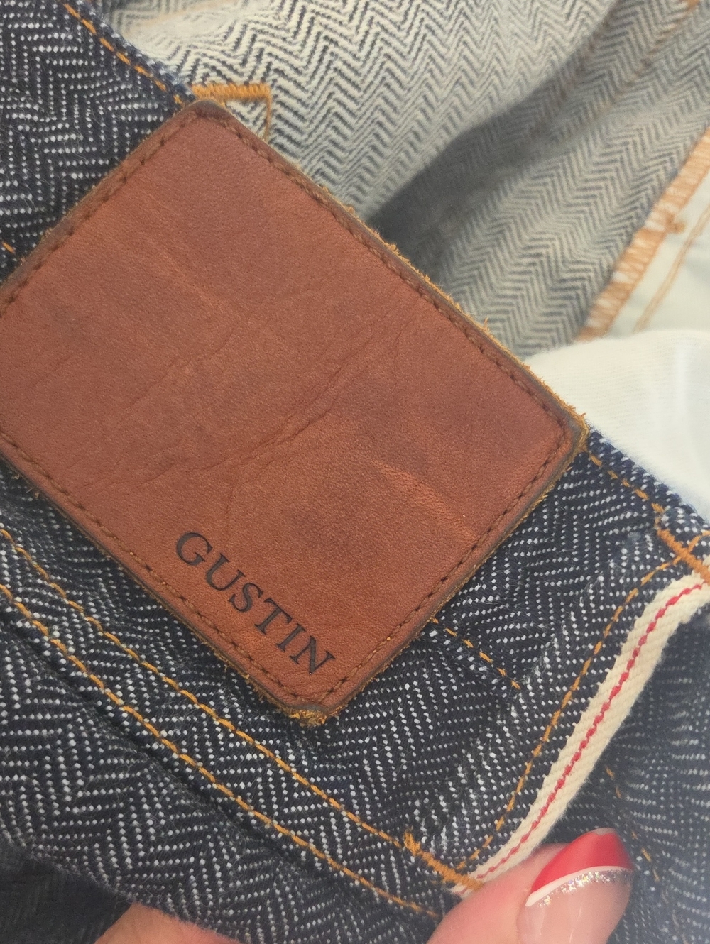 Gustin herringbone selvedge denim jeans California Straight Leg Men 36 - Picture 5 of 10